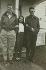 Girl Standing Between Two Handsome Men B&W Photograph 3.5 x 5 picture