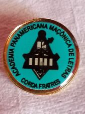 Antique old pin cracha Panamerican Masonic Academy of Letters Corda Fratres picture