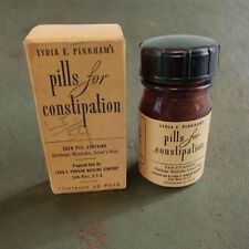 Original Vintage LYDIA A. PINKHAM'S Pills for Constipation Glass Jar & Box NOS picture