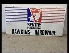 Vintage Metal SENTRY HARDWARE MinuteMan Sign RARE Hawkins Hardware 72” By 36” picture