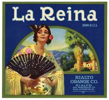 Vintage, Unused LA REINA Citrus Fruit Crate Label || Rialto, San Bernardino, Ca. picture