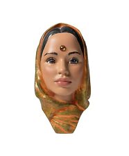 Vtg MCM MARWAL Chalkware Bust Middle Eastern Woman India Headscarf Hijab 10” H picture