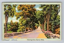 Alpena MI-Michigan, General Greetings and Country Road, Vintage c1946 Postcard picture