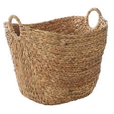  Large and Wide Seagrass Woven Wicker Storage Basket with Ring Handles,  Brown  picture