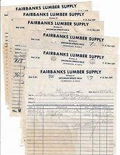Set of six 1958 Fairbanks Lumber Supply receipts, Alaska, Ketchikan Spruce Mill picture