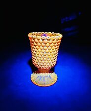 Vintage Fenton Style GLOWS Amberina Hobnail Glass Footed Votive Candle Holder picture
