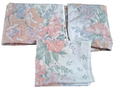 VTG Cannon Twin Sheet Set Peach Pink Pastel Roses 80s Pillowcase Flat Fitted picture