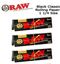3x Raw Black 1 1/4 Rolling Papers 50 LVS/PK 3 Packs *Discounts* *USA SHIPPED* picture