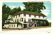 Lakeside Hotel Clear Lake NE Indiana White Border Unposted Postcard 1953 picture