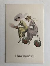 Antique Gottschalk Tow Ladies Riding Broom With JOL’s #2662 Halloween Postcard picture