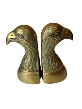Vintage Brass Eagle Head Heavy Bookends  Pair  Americana Patriotic Statue Office picture