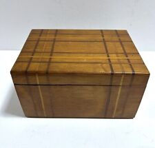 Antique Inlaid Solid Wood Box Oak (?) 8” X 6” picture