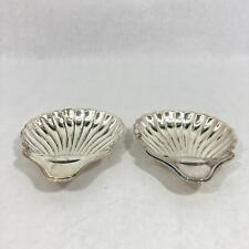 2 Vintage E L Edward Lothian Silver Plate Clam Shell Soap Trinket Tray picture