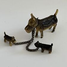 Vintage Miniature Scotty Dogs Pups Terriers on Chain Leash Dollhouse Size LOOK picture