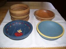 Lot of 4 Vintage Primitive Wood Kitchen Bowls 1 is Woodpecker Ware picture