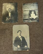Tintype Lot Of 3 - Baby, Two Men With Mustaches picture