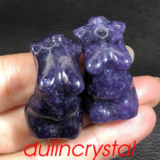 2pcs Natural Purple mica Women Naked Quartz Crystal Skull Carved Gem Healing picture