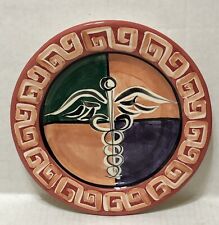 1997 VICKI CARROLL Plate with Caduceus MEDICAL SYMBOL - Mississippi Pottery  picture