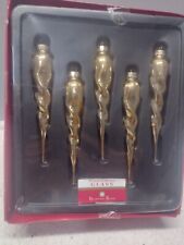 Vintage 6” Glass Gold Icicles Swirl Twist Christmas Ornaments December Homes  picture