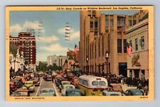 Los Angeles CA-California, Crowds On Wilshire Boulevard, Vintage c1947 Postcard picture