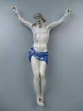 Large 18C 19C German or French Faience Pottery CHRIST FIGURE - Crucifix Jesus PT picture