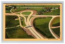 Aerial Interchange on PA Turnpike & Lincoln Highway c1950 Vintage Postcard picture
