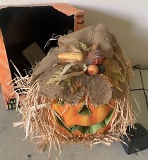 All Hallow's Eve Fiber Optic Pumpkin Jack O Lantern Changing Colors 12in w/ Box picture