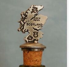 Handcrafted In the UK Pewter Scotland Map Scottish Themed Bottle Stopper Cork picture
