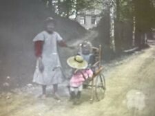 Children of Oberammergau Germany Glass Slide Full Color Wheelchair Girls mag ATQ picture