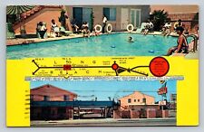 Circle Inn Motel Sign Long Beach CA Pool Cars Terminal Map Vintage Postcard picture