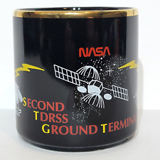 Vintage NASA Coffee Mug GE Second TDRSS Ground Terminal IEC STGT Black Gold picture