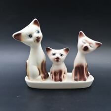 Vintage Siamese Cat Four Piece Salt And Pepper Shakers With Toothpick Holder picture