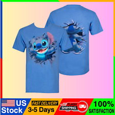 Lilo And Stitch Bursting Through Blue Disney T-Shirt Blue picture