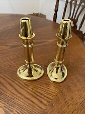 Pair Vintage Baldwin Polished Candlestick Holders Oval Brass picture