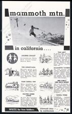 1958 Mammoth Mountain ski area California skiing photo vintage travel print ad picture