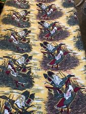Vtg curtain panel fabric ducks marsh rustic hunting lodge camp 1950s-60s 2+yds picture