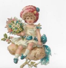 1888 Chromo de Coupis, FANTASY GIRL BLUE DRESS, Antique, Diecut, 3