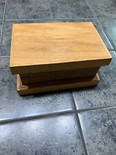 Vtg Red Oak Primitive Wood Shop Trinket Dresser Box Hinged 6x4.5x3” Handmade picture