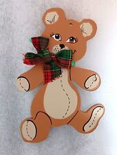 Vintage Kurt Adler Wooden Teddy Bear Christmas Ornament 1986 picture