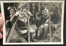 Vintage Photo Of Children On Swingset 1940S Black-And-White Photograph CUTE picture