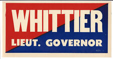 Sumner Whittier Massachusetts (R) Lt. Governor 1952-56 political window sticker picture