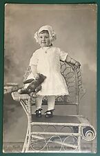Antique RPPC Real Photo Postcard Cute Young Girl With Her Stuffed Bear picture