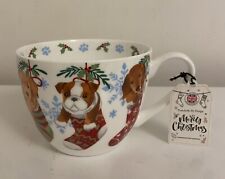 Portobello by Design Bone China Christmas Coffee Cup Mug Puppy Dogs in Stockings picture