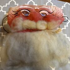 Vintage Christmas Santa Claus Face Mask Gauze Wool Beard Christmas Costume TAG picture