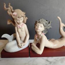 LLADRO  MIRAGE 1415 MERMAID HOLDING SHELL W/ PEARL & FANTASY 1414 Figure Used picture