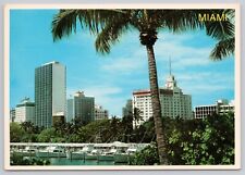 Miami Florida FL Skyline The Magic City Hotels Boats Continental Chrome Postcard picture