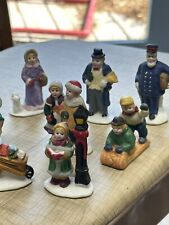 Large Lot Christmas Village Accessories People Children Dog, Ceramic, Great Cond picture