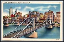 Postcard Sixth Street Bridge And Skyline, Pittsburgh, Pa.   R65 picture