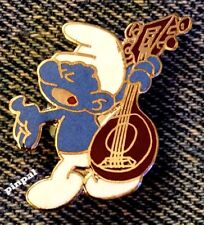 Smurf Brooch Pin~Peyo~with Lute~Vintage 1980~Cloisonne~NOS~New Old Stock picture