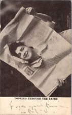 Postcard Looking Through the Paper Beautiful Woman Beauty C Eckstone 1907 picture